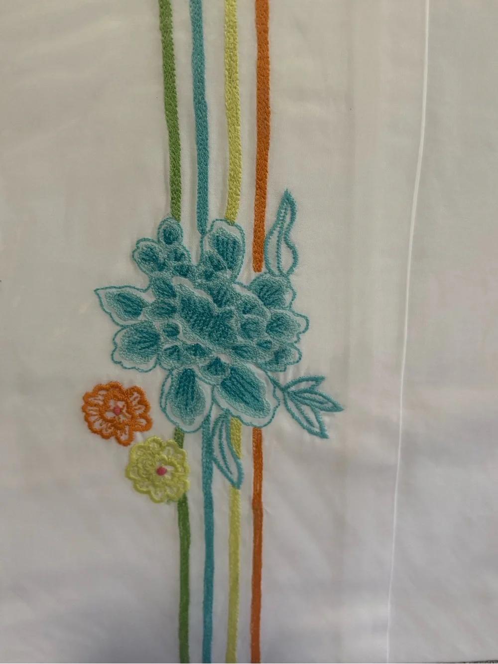 Designers Guild Azumaya Floral Embriodery 100% Cotton Flat Sheet NWOT